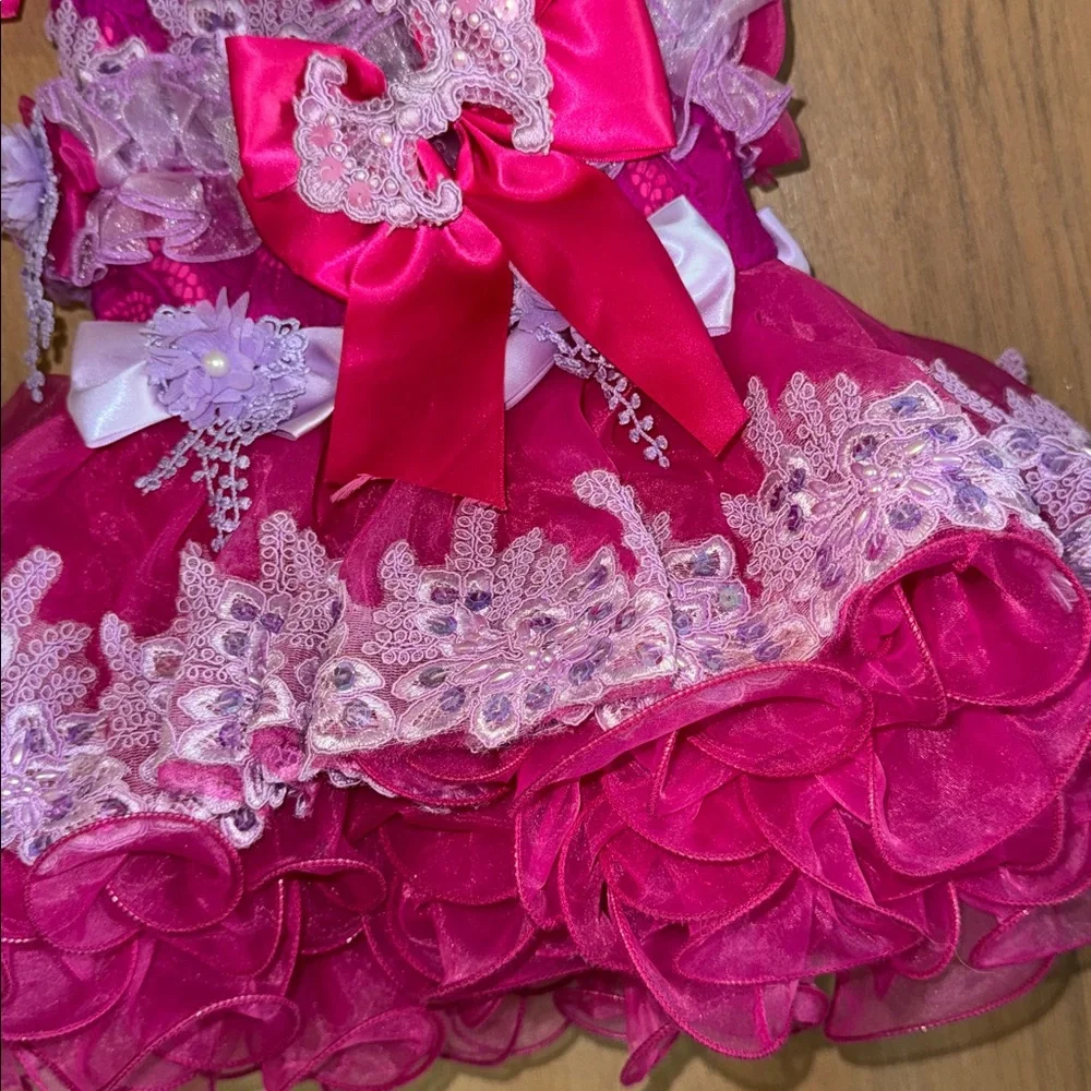 Jenifer Wu Infant Baby Pageant Formal Party  Cupcake Dress with Tulle Beads - Picture 3 of 5